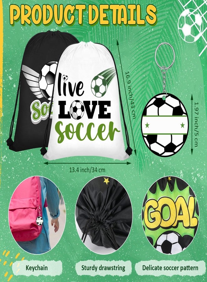 Dansydaisy 60 Pcs Soccer Party Favors Include Soccer Cosmetic Bag Soccer Keychain Soccer Charm Bracelets Assistance Bands Football Drawstring Bags for Party Favors Team Men Women - Image 4